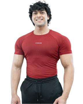 men compression fit t-shirt with crew neck