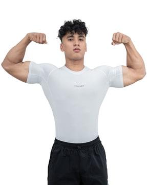 men compression fit t-shirt with crew neck