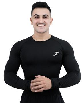 men compression fit t-shirt with crew neck