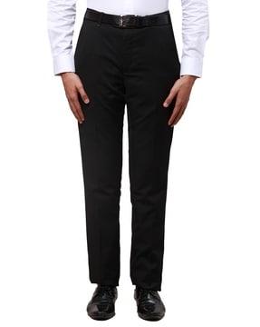 men contemporary fit flat-front trousers