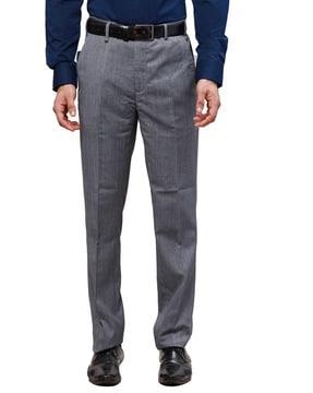 men contemporary fit flat-front trousers