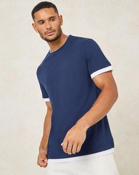 men contrast detail regular fit t-shirt