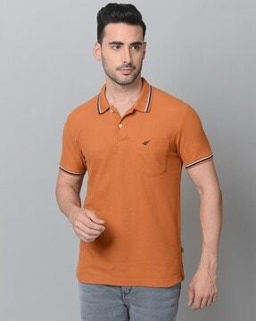 men contrast tipping slim fit polo t-shirt