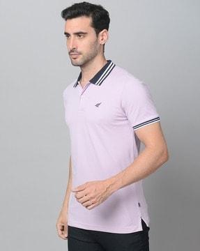 men contrast tipping slim fit polo t-shirt