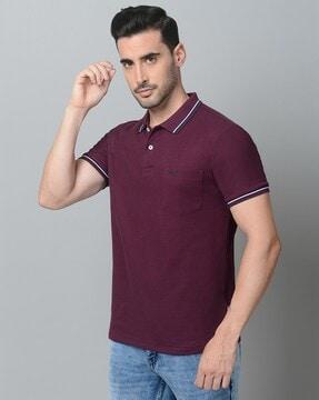 men contrast tipping slim fit polo t-shirt