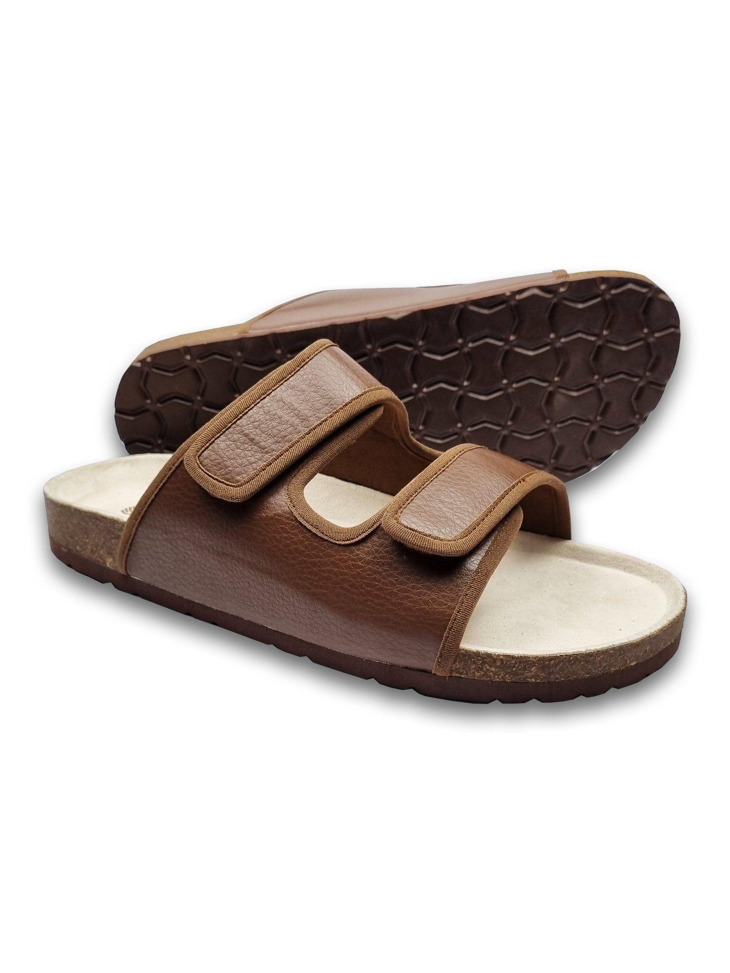 men cookie brown parallel cork solid sandals with comfort