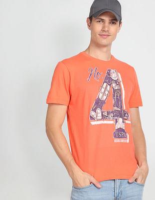 men coral cotton brand print t-shirt