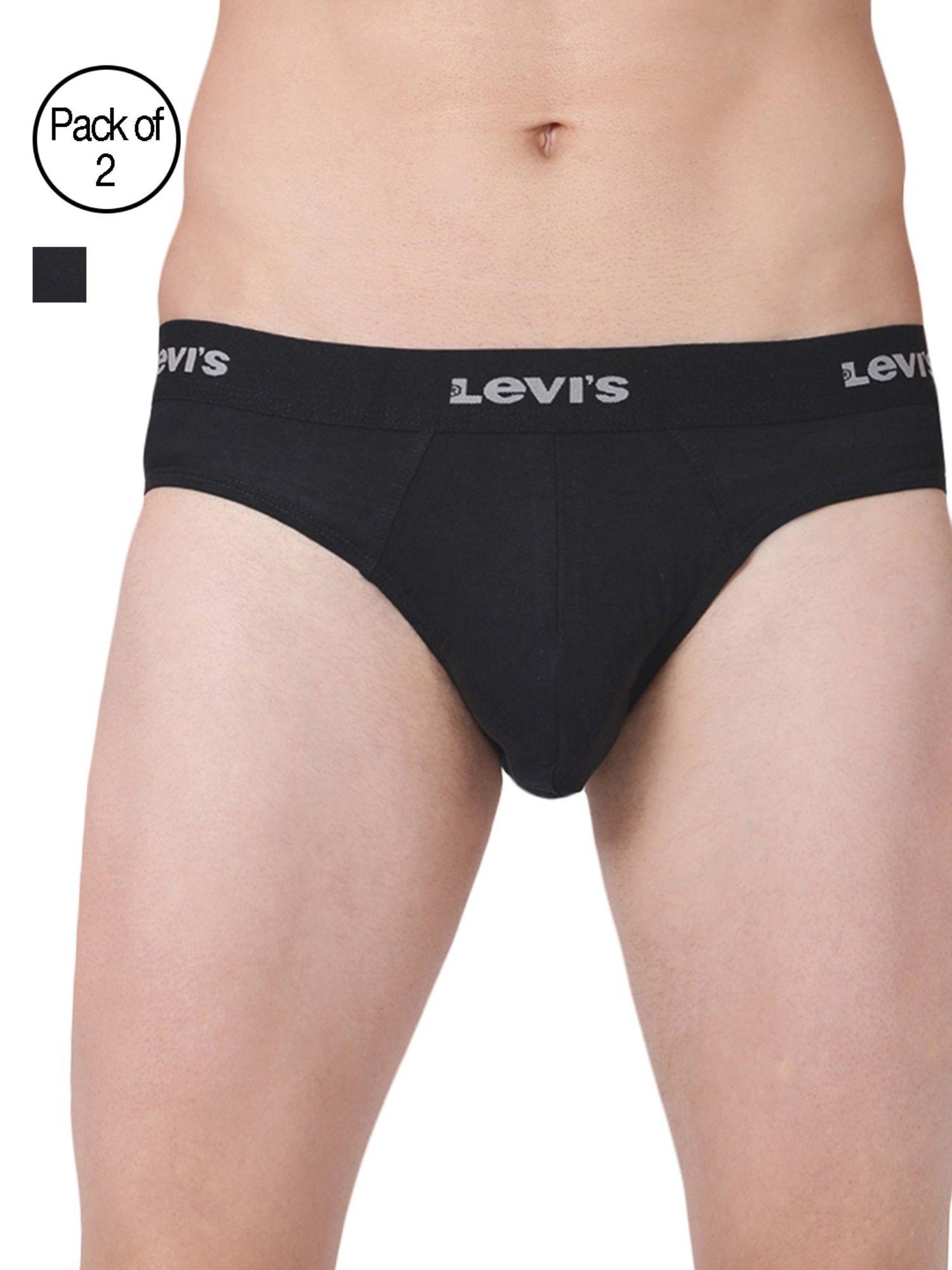 men cotton 100 ca solid neo brief snug fit (pack of 2) black