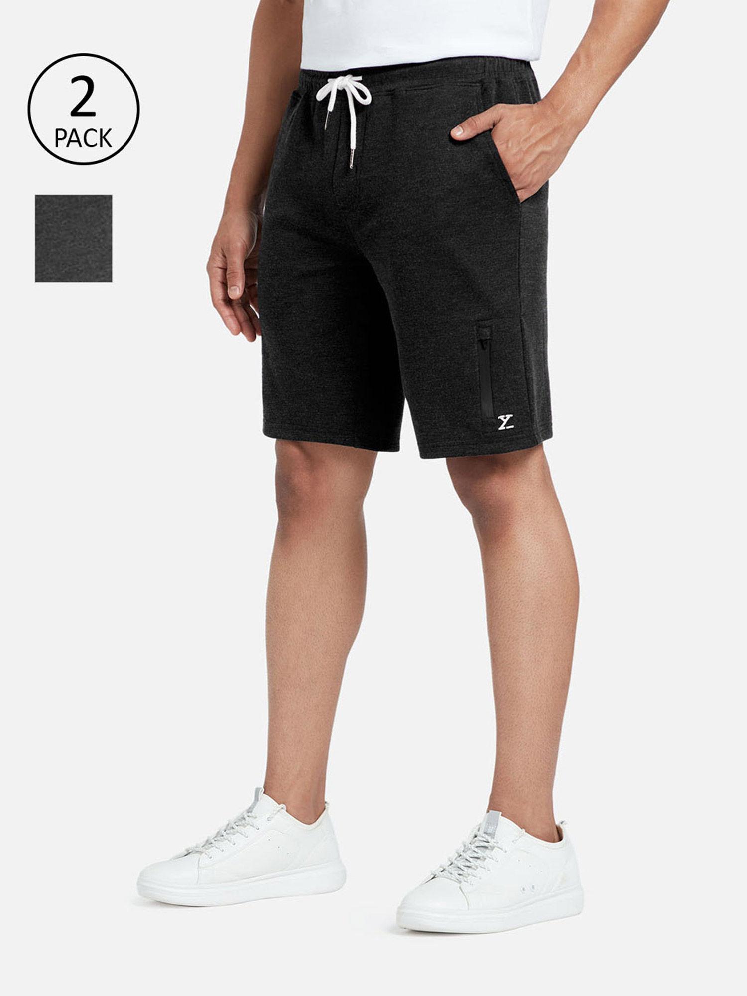 men cotton rich shorts with zipper pocket (pack of 2)