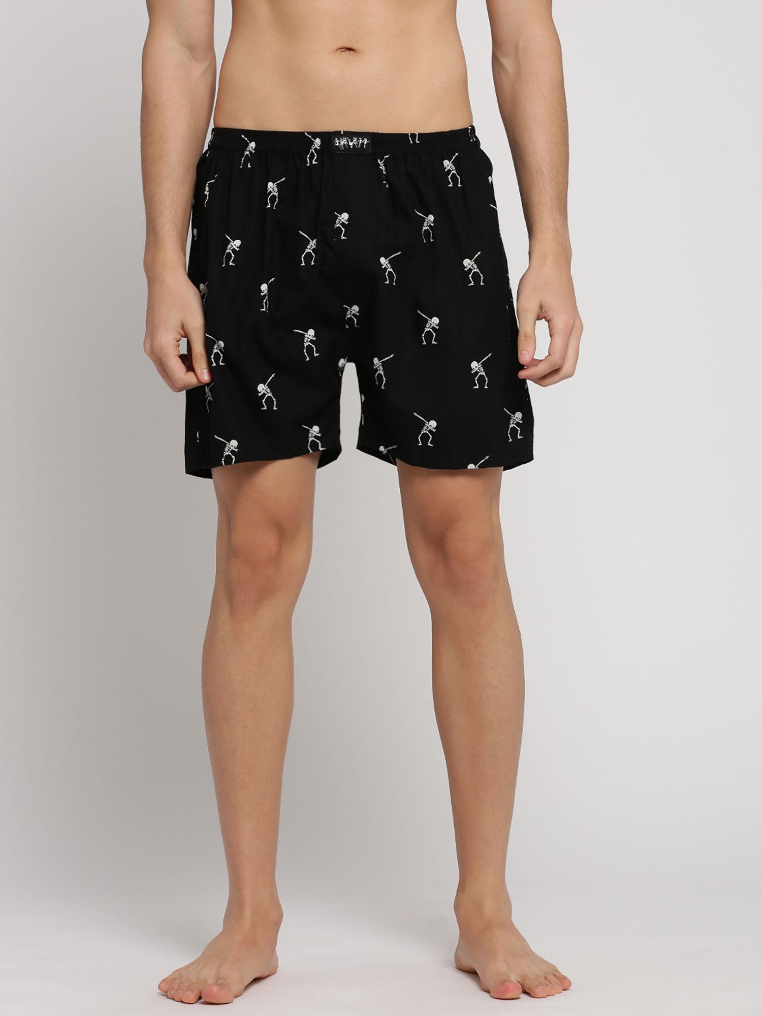 men cotton slim fit printed black boxer