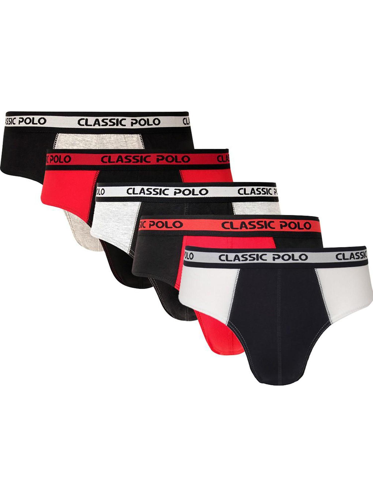 men cotton solid relaxed fit multicolor briefs (pack of 5)