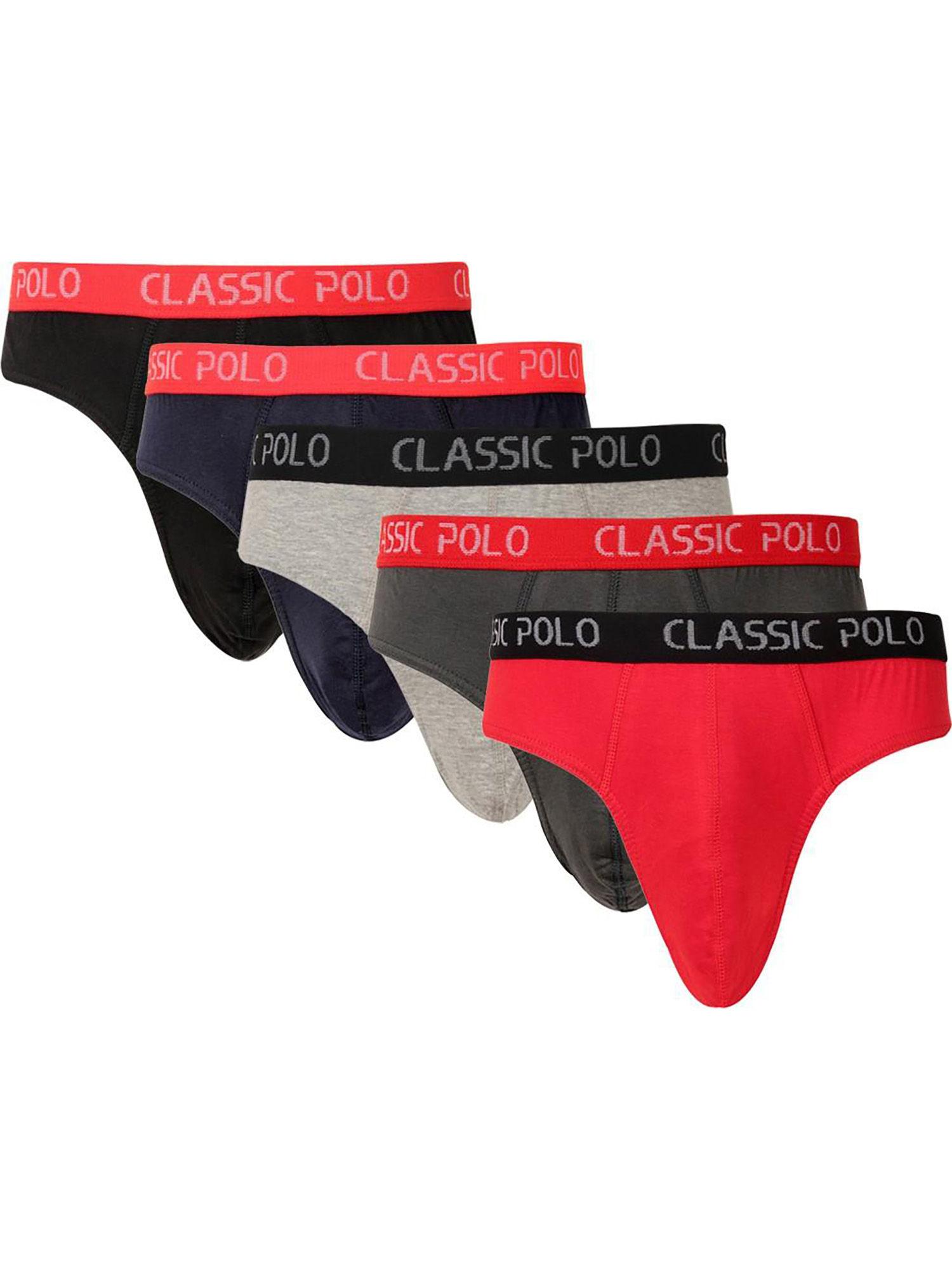 men cotton solid relaxed fit multicolor briefs (pack of 5)