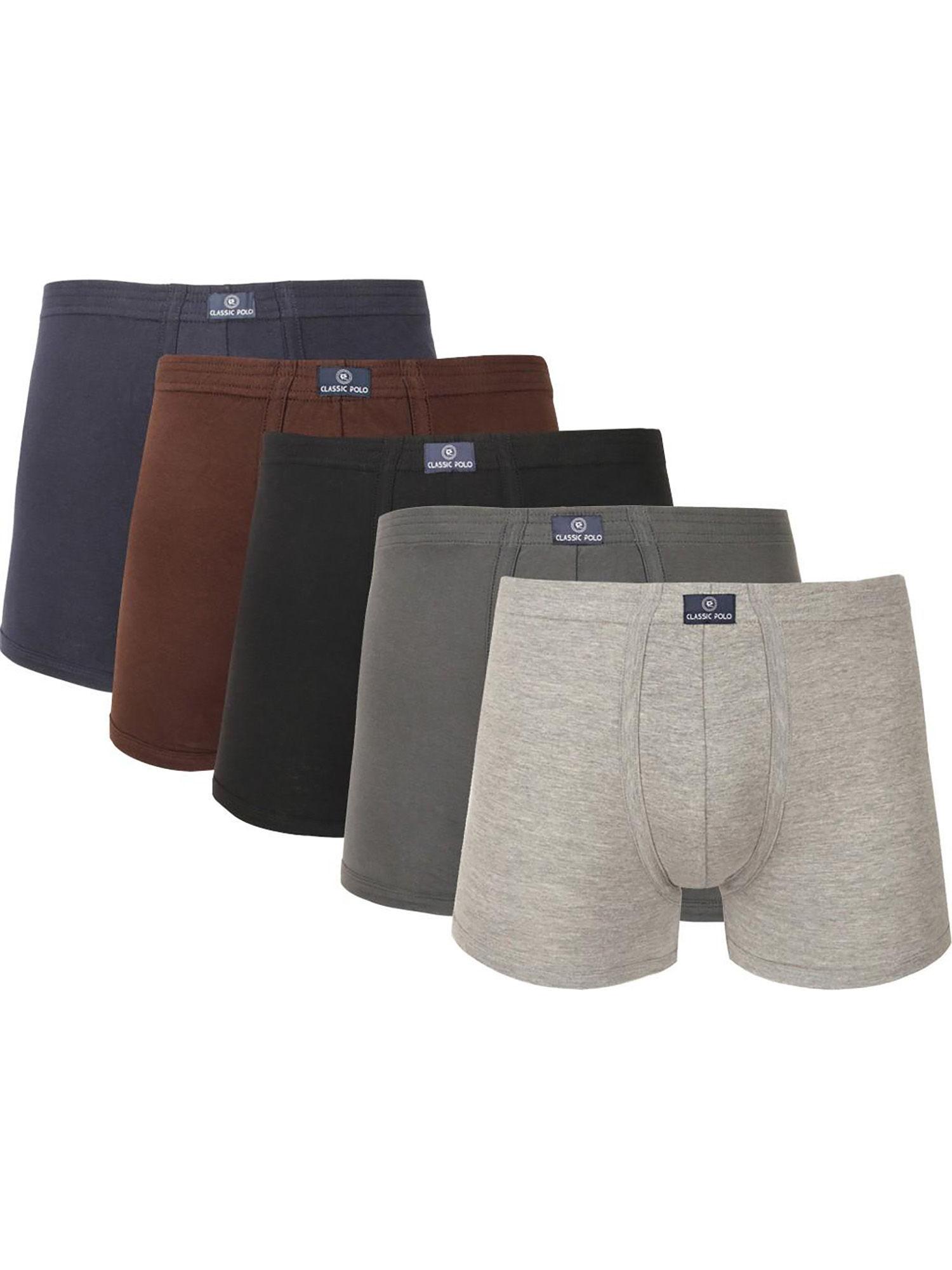 men cotton solid relaxed fit multicolor trunks (pack of 5)