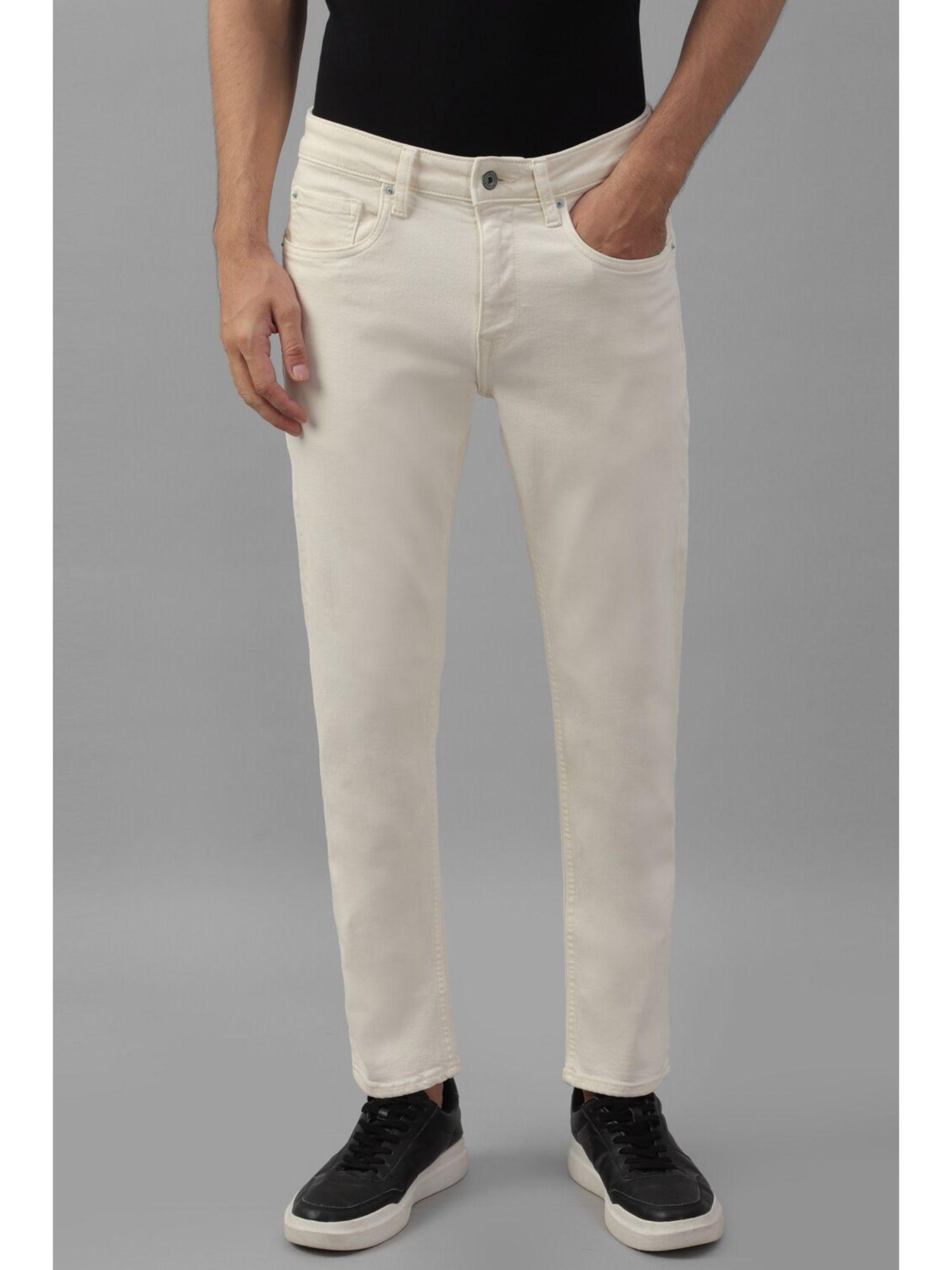 men cream dark smart fit jeans