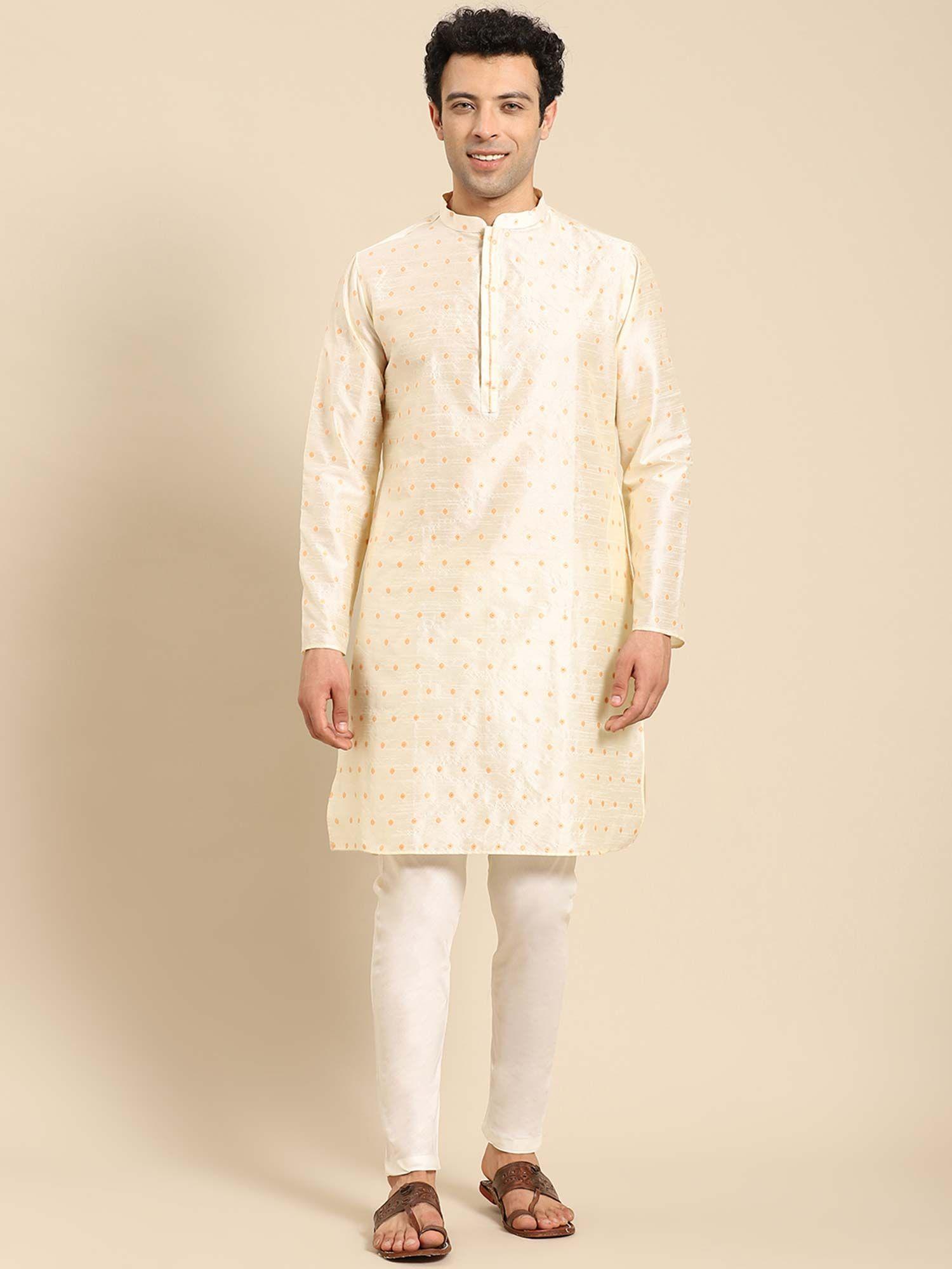 men cream kurta (set of 2)