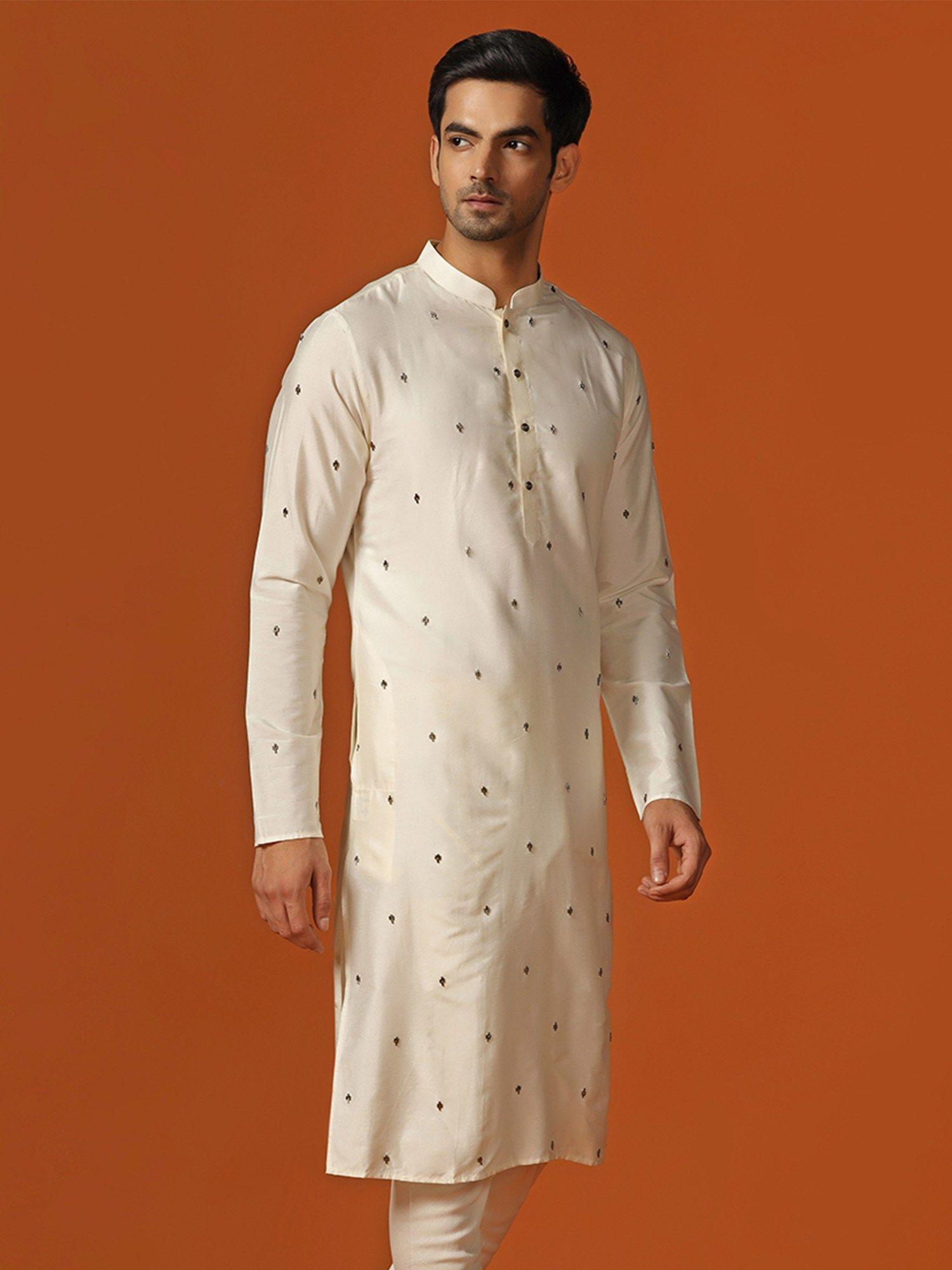 men cream kurta