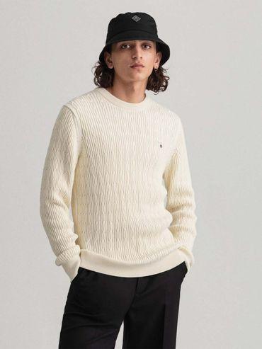 men cream patterned regular fit sweater