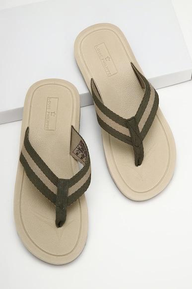 men cream textured flip flops