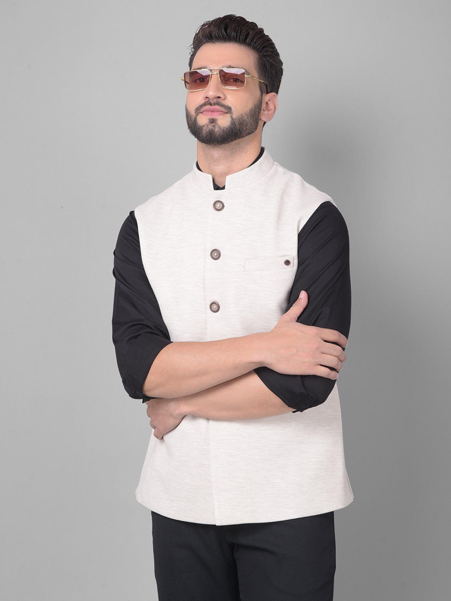 men cream waistcoat