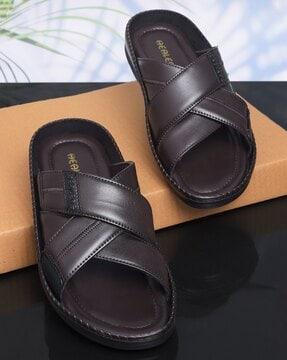 men criss-cross slip-on slides