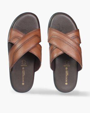 men criss-cross strap slip-on sandals