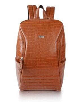 men croc-embossed backpack with zip closure