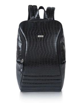 men croc-embossed backpack with zip closure