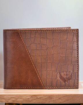 men croc-embossed bi-fold wallet