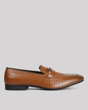 men croc-embossed bit loafers