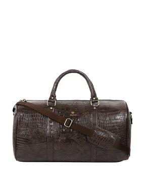 men croc-embossed duffle bag with adjustable strap