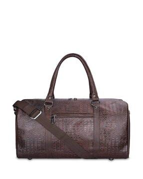 men croc-embossed duffle bag with dual-handles