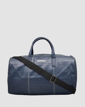 men croc-embossed duffle bag with metal accent