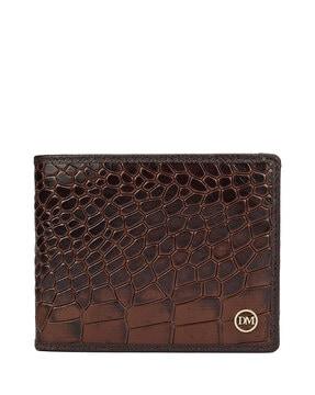 men croc-embossed genuine leather bi-fold wallet