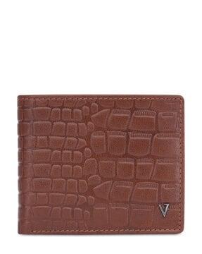 men croc-embossed leather bi-fold wallet