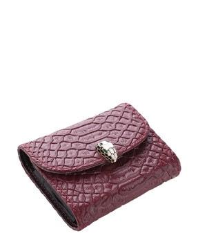 men croc-embossed leather card holder