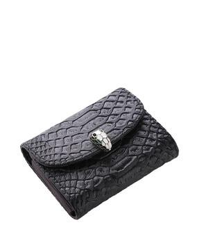 men croc-embossed leather card holder