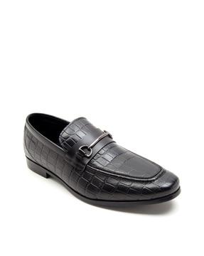 men croc-embossed slip-on loafers