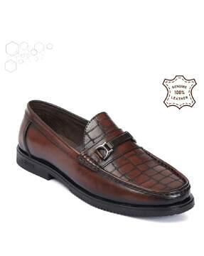 men croc-embossed slip-on loafers