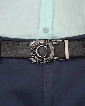 men croc pattern belt with automatic grip buckle