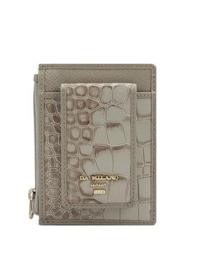 men croc pattern wallet with zip closure