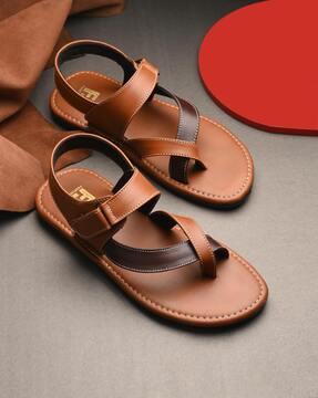 men cross-strap sandals with velcro fastening