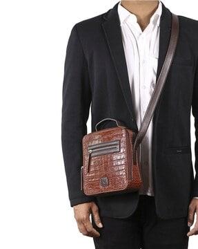 men crossbody bag with zip closure