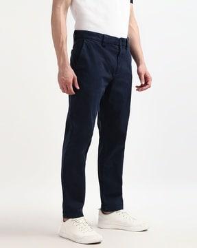 men dad fit flat-front chinos