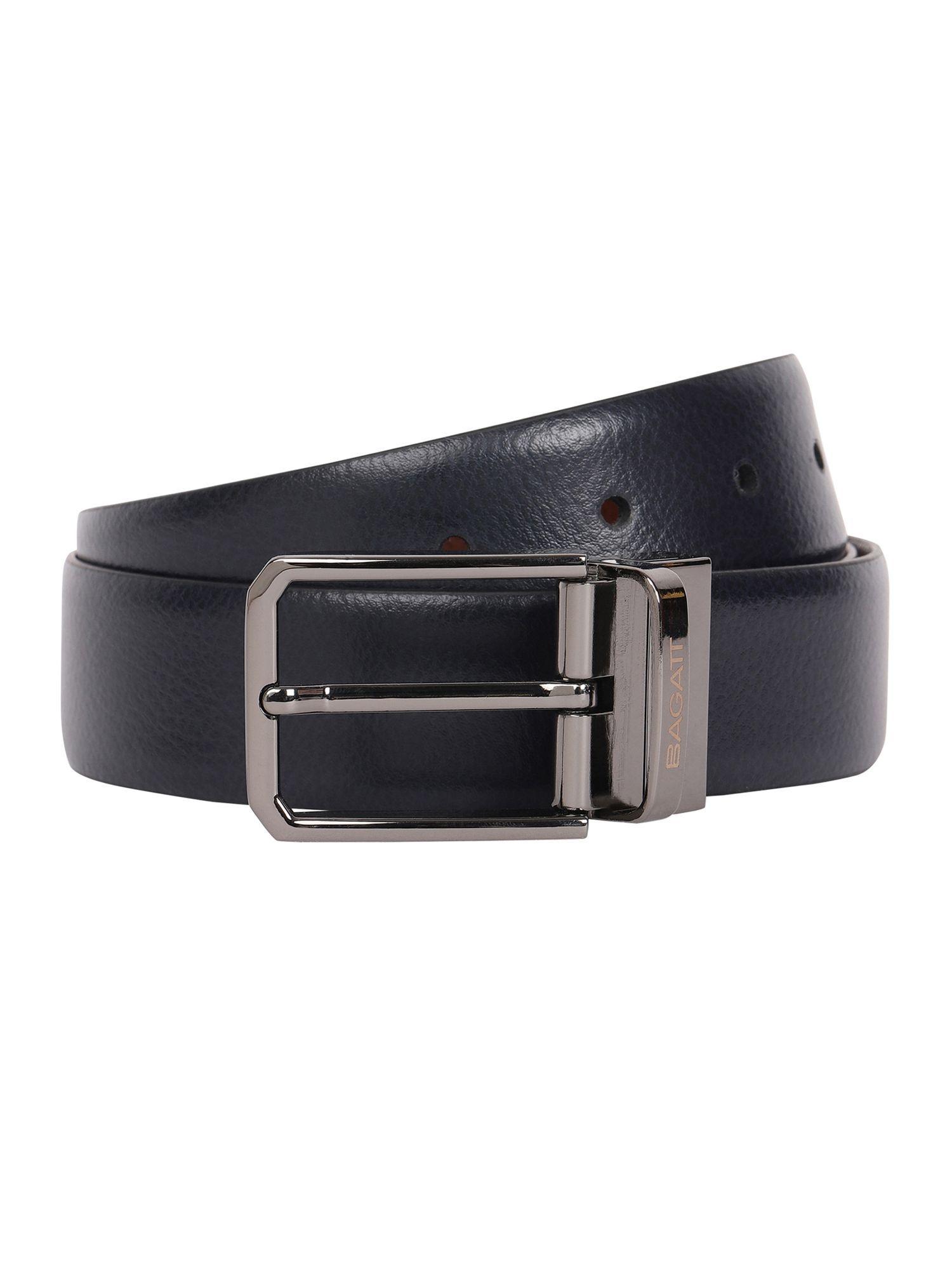 men dark blue and brown genuine leather reversible belt