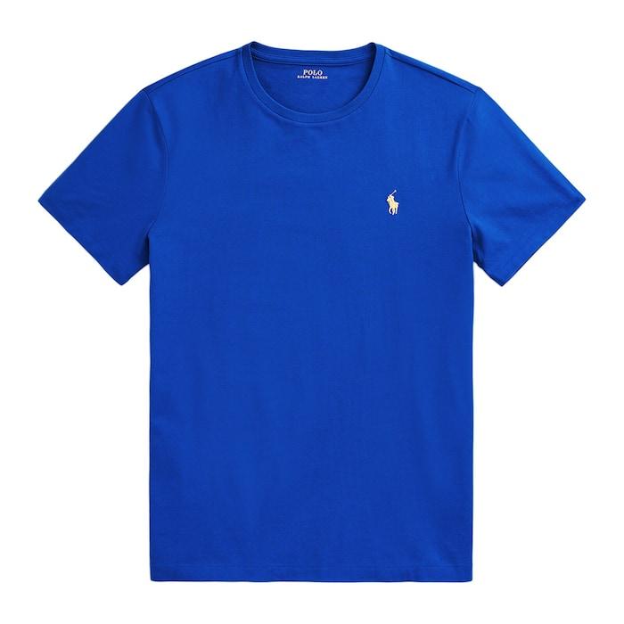 men dark blue custom slim fit jersey crewneck t-shirt