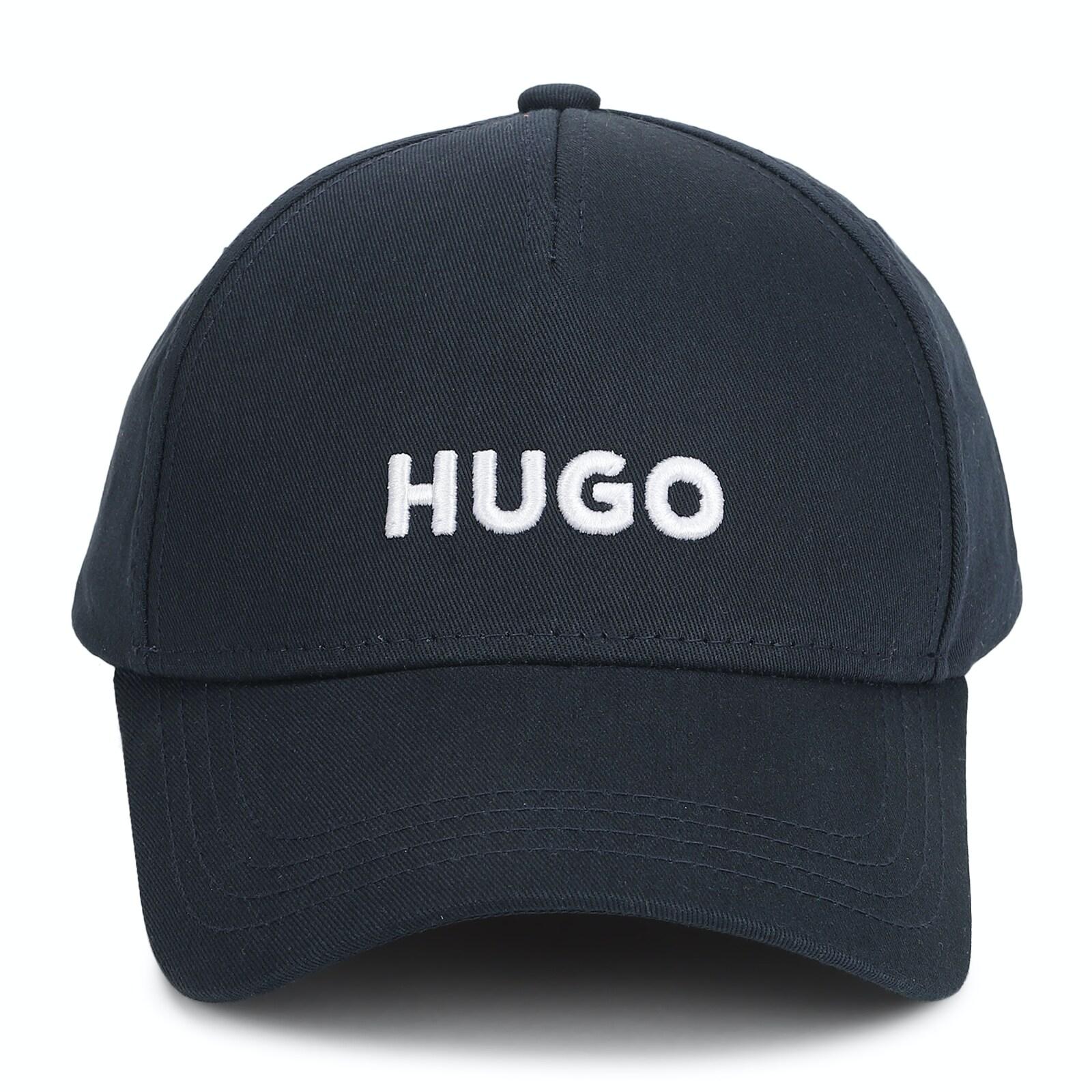 men dark blue hugo branding cap