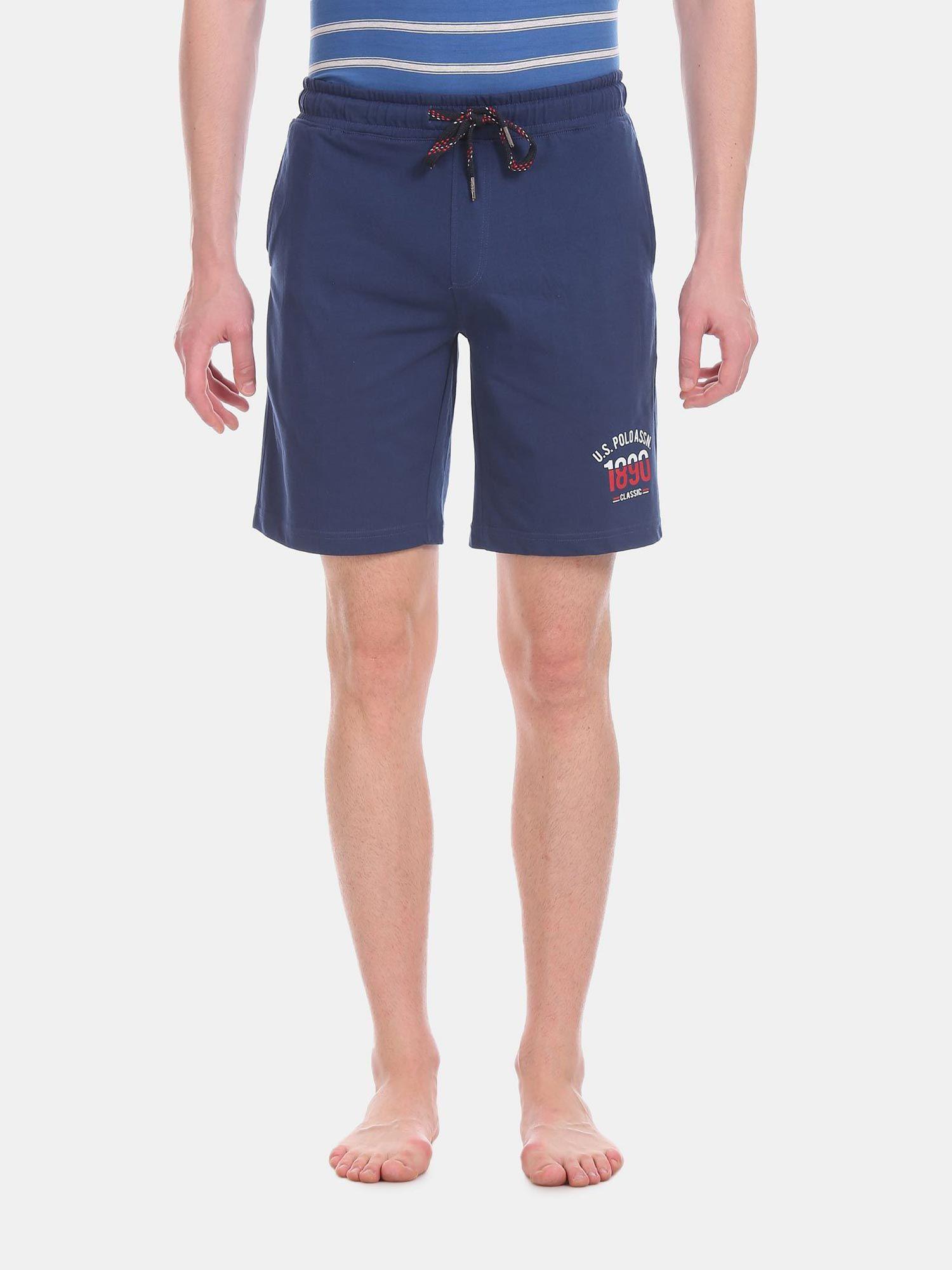 men dark blue i670 comfort fit solid cotton polyester shorts