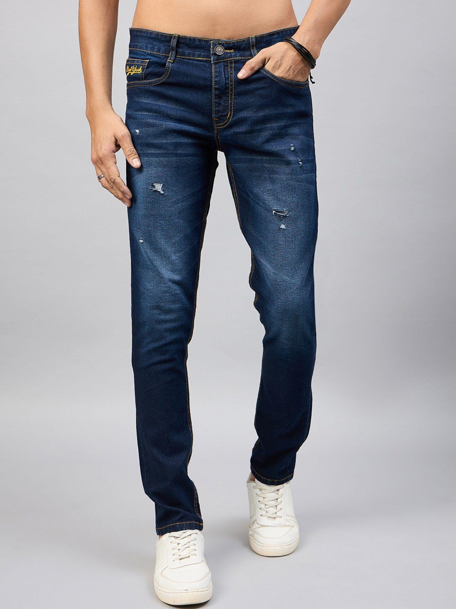 men dark blue jean