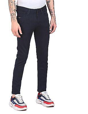 men dark blue mid rise justin skinny fit jeans