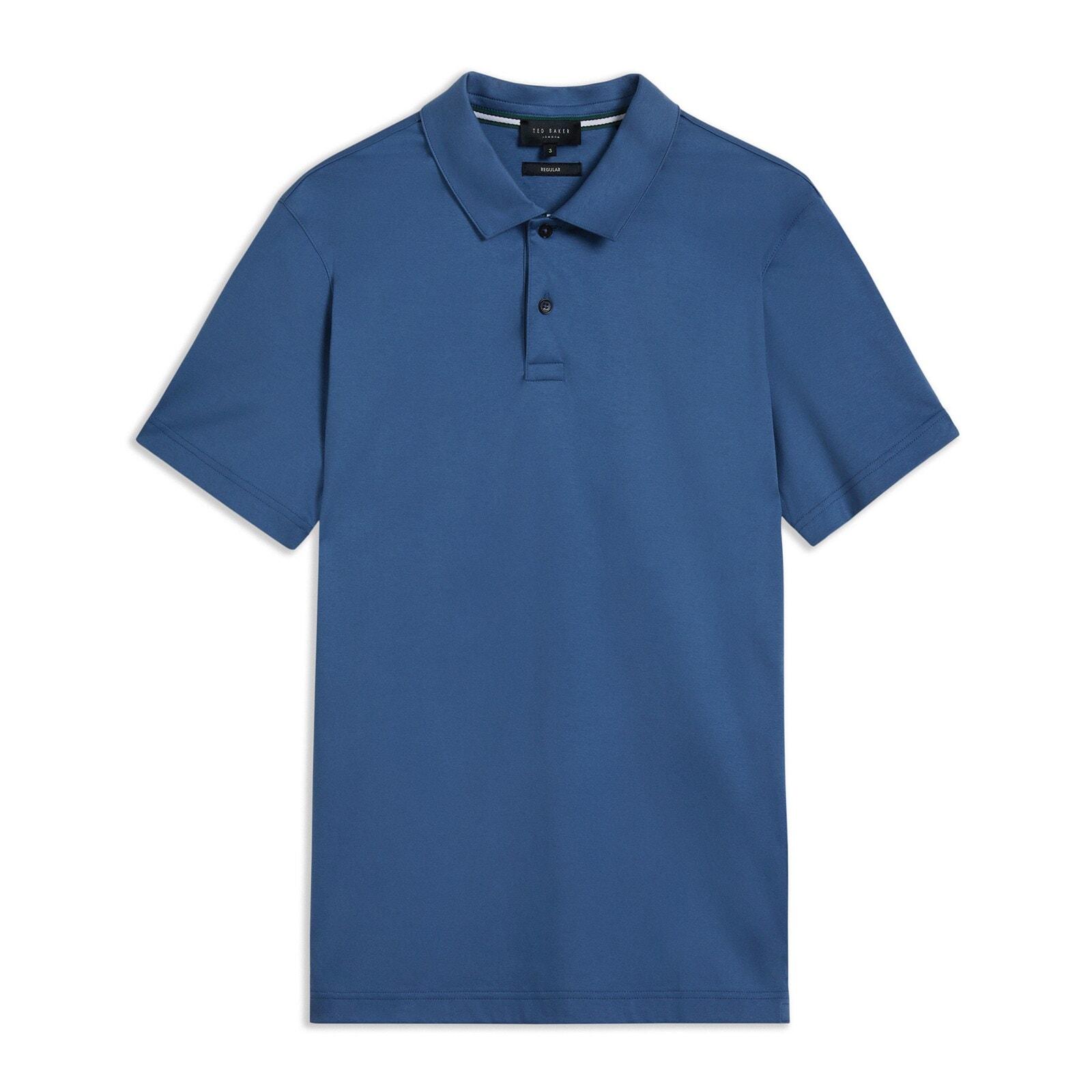 men dark blue solid slim-fit polo